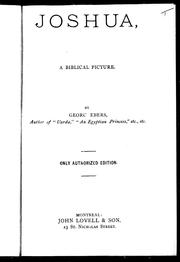 Cover of: Joshua by by Georg Ebers