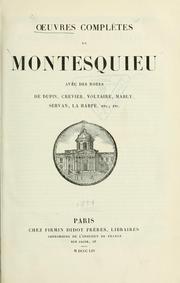 Cover of: Oeuvres complètes by Charles-Louis de Secondat baron de La Brède et de Montesquieu