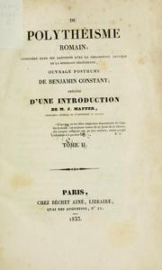 Cover of: Du polythéisme romain by Benjamin Constant