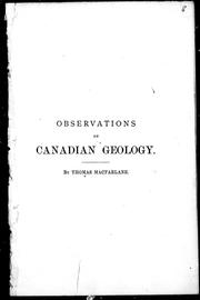 Cover of: Observations on Canadian geology