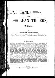 Cover of: Fat lands for lean tillers | Joseph Forster