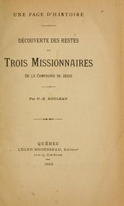 Cover of: Une page d'histoire, découverte des restes de trois missionnaires de la Compagnie de Jésus