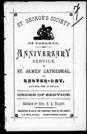 Cover of: Anniversary service in St. James' Cathedral, Easter-day, April 25th, 1886, at 3:30 p.m. by Robert A. Bilkey