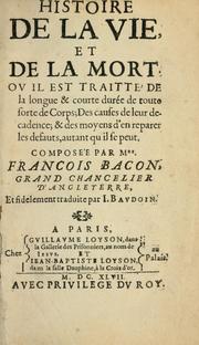 Cover of: Histoire de la vie et de la mort. by Francis Bacon
