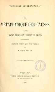 Cover of: La métaphysique des causes d'après Saint Thomas et Albert le Grand