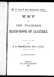 Cover of: Key to the teacher's hand-book of algebra