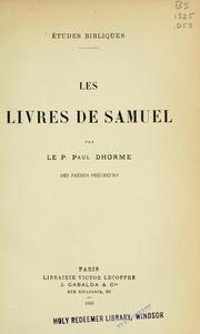Cover of: Les Livres de Samuel.