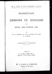 Cover of: Elementary lessons in English for home and school use by by W.D. Whitney and N.L. Knox ; edited by J.A. MacCabe