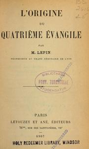 Cover of: L' origine du quatrième Evangile