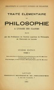 Cover of: Traité élémentaire de philosophie à l'usage des classes.