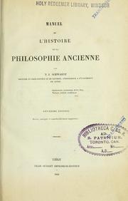 Cover of: Manuel de l'histoire de la philosophie ancienne. by Nicholas Joseph Schwartz