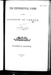 Cover of: The experimental farms of the Dominion of Canada by William Saunders