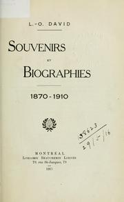 Cover of: Souvenirs et biographies, 1870-1910.