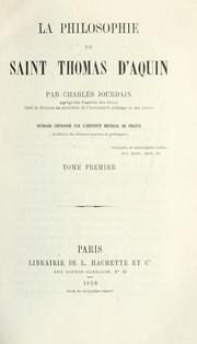 Cover of: La philosophie de saint Thomas d'Aquin