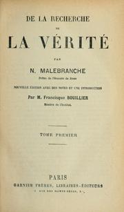 Cover of: Recherche de la verité.