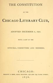 The constitution of the Chicago Literary Club