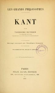 Cover of: Kant by Théodore Ruyssen