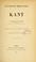 Cover of: Kant