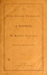 Cover of: The Unity Church fraternity by Robert Collyer