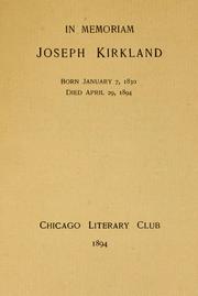 Cover of: In memoriam, Joseph Kirkland by 