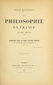 Cover of: La philosophie en France au xixe siècle.