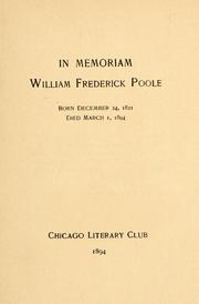 Cover of: In memoriam, William Frederick Poole by 