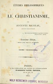 Cover of: Études philosophiques sur le christianisme. by Auguste Nicolas