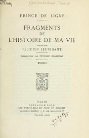 Cover of: Fragments de l'histoire de ma vie by Charles Joseph, prince de Ligne