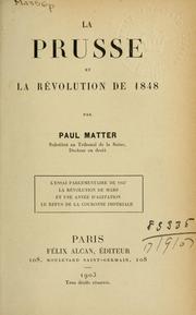 Cover of: La Prusse et la Révolution de 1848.