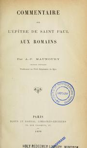 Cover of: Commentaire sur l'épitre de Saint Paul aux Romains