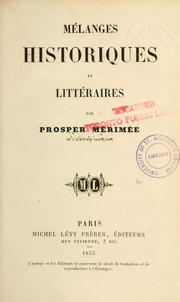 Cover of: Mélanges historiques et littéraires.