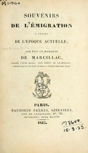 Cover of: Souvenirs de l'emigration, à l'usage de l'époque actuelle. by Louis de Marcillac
