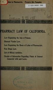 Cover of: Pharmacy law of California.
