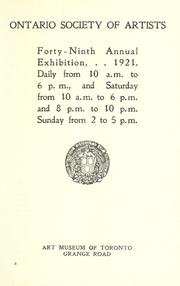 Catalogue of the ... annual exhibition of the Ontario Society of Artists by Ontario Society of Artists. Exhibition