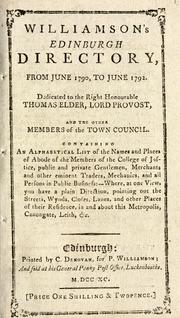 Cover of: Williamson's Edinburgh directory, from June 1790, to June 1792. ... by Peter Williamson, Peter Williamson