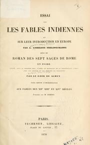 Cover of: Essai sur les fables indiennes et sur leur introduction en Europe by Auguste Louis Armand Loiseleur-Deslongchamps