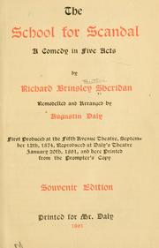 Cover of: The school for scandal: a comedy in five acts