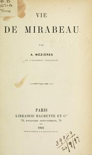 Cover of: Vie de Mirabeau. by Alfred Mézières