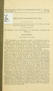 Cover of: Agriculture appropriation bill ... by United States. Congress. House. Committee on Agriculture