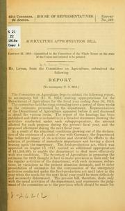 Cover of: Agriculture appropriation bill ... by United States. Congress. House. Committee on Agriculture