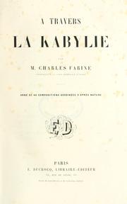 Cover of: À travers la Kabylie.