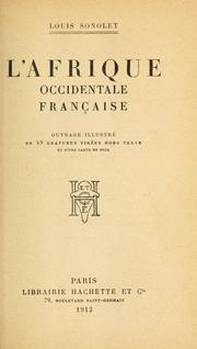 Cover of: L' Afrique occidentale française