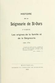 Cover of: Histoire de la seigneurie de St-Ours by Azarie Couillard- Després