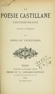 Cover of: La poésie Castillane contemporaine: (Espagne et Amérique)