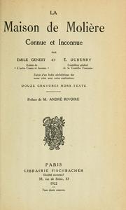 Cover of: La Maison de Molière, connue et inconnue