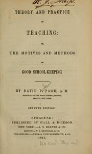 Cover of: Theory and practice of teaching | David P. Page