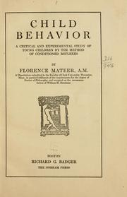 Cover of: Child behavior | Florence Mateer