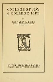 Cover of: College study & college life by Bernard Capen Ewer