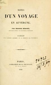 Cover of: Notes d'un voyage en Auvergne. by Prosper Mérimée