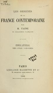 Cover of: Les origines de la France contemporaine: Index général: des onze volumes.
